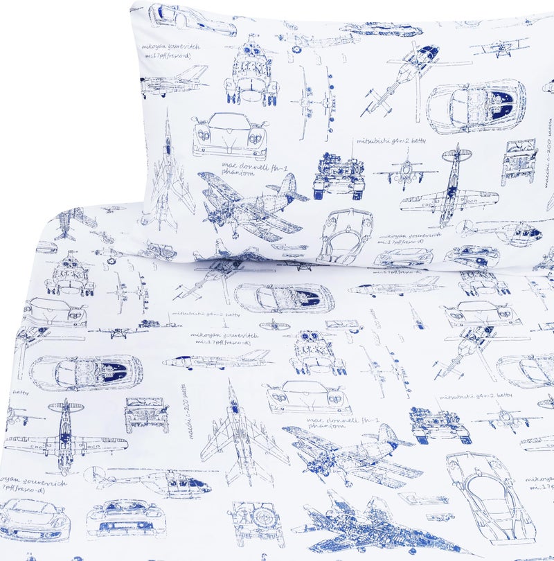 J-pinno Cars Tank Helicopter Aircraft Military Transport Vehicles Twin 100% Cotton 3 Pieces Sheet Set for Kids Boys Children Flat Sheet + Fitted Sheet + Pillowcase Bedding Set - Image 3